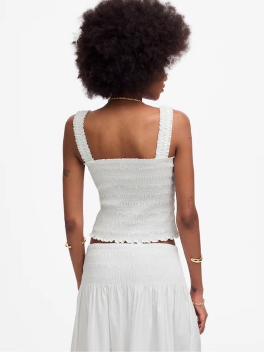 Madewell Poplin Smocked Tank Size Small in White - Picture 4 of 12